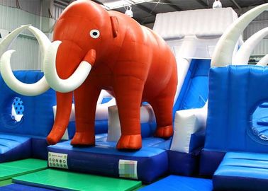 CE, EN14960 Blue And Red Giant Inflatable world elephant Bouncer Slide For KIds