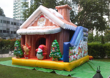 Cuatomized 0.55mm PVC Merry Christmas Inflatable Santa Claus Bouncy Castle For Kids Play