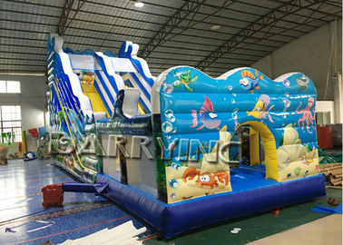 Seaworld Giant Commercial Inflatable Slide With Inflatable Bounce House Hand Printing