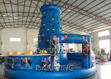 Blue Kids Frozen Inflatable Climbing Wall Type PVC Material Inflatable Sports Arena