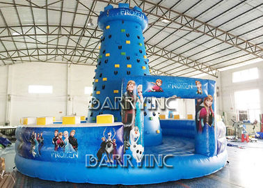 Blue Kids Frozen Inflatable Climbing Wall Type PVC Material Inflatable Sports Arena