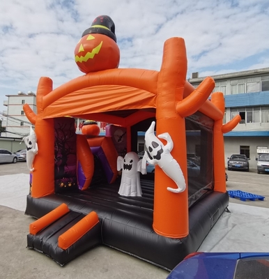 Kids Bounce Playhouse Halloween Jumping Castle With Slide Fire Resistant