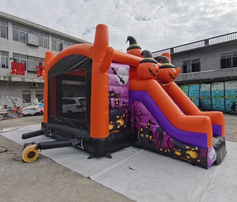 Kids Bounce Playhouse Halloween Jumping Castle With Slide Fire Resistant