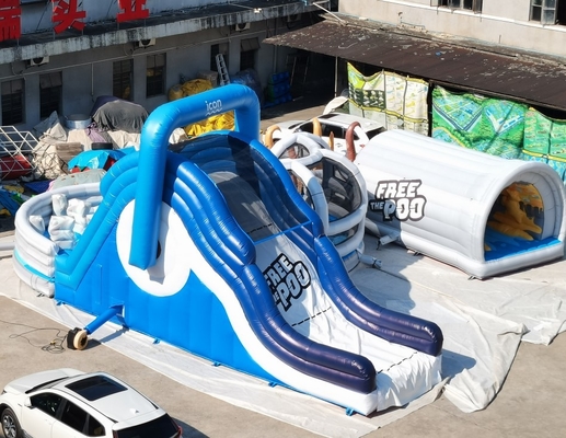 Animal Theme Inflatable 5K Obstacle Course With Climbing Slide
