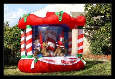 Red Christmas Inflatable Warehouse Bouncer Amazing Kids Party Bounce Houses