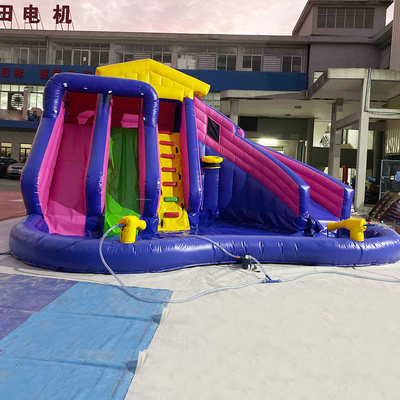 EN71 Inflatable Bouncy Castle Water Inflatable Fun Park For Kids With Pool Slide