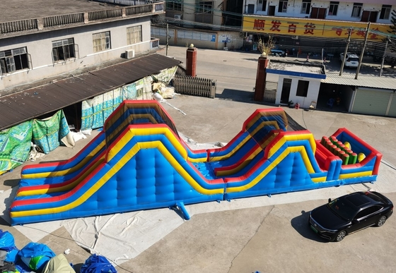 Colorful PVC Inflatable 5k Obstacle Course Bounce House For Kids And Adults