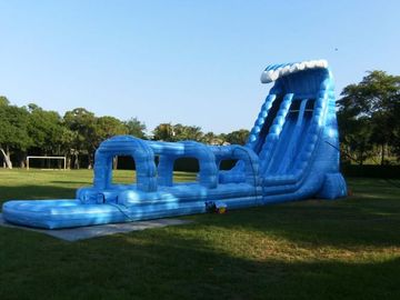 Double Blue Backyard Inflatable Water Slides , Long  Water Slides