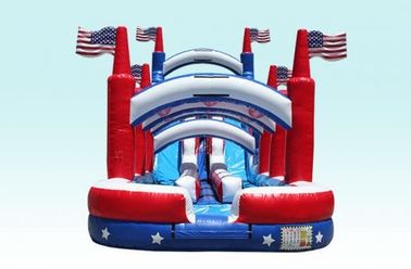 Outdoor 18Foot Hignt Inflatable Water Slides All American Flag With Slip Slide