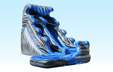 Monster Inflatable Big Water Slides For Kids , Water Inflatable Slide Blue And Gray Color