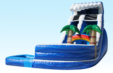 PVC Blue Jungle Monster Inflatable Wave Slide With Pool , 25L x 15W x 18H