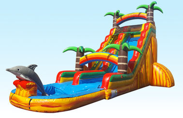 Barry PVC Material Inflatable Water Slides 22FT Tropical Paradise With Silk Printing