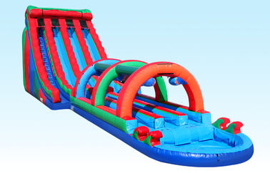 3 Lane Giant Inflatable Water Slides 24FT Triple Lane Threat With Satety Arch