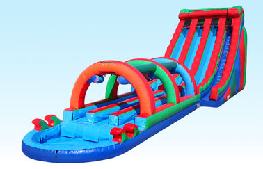 3 Lane Giant Inflatable Water Slides 24FT Triple Lane Threat With Satety Arch