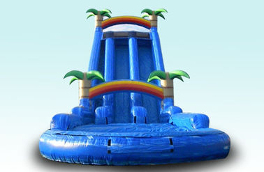Light Blue 27FT Tropical Rush Inflatable Water Slides  For Outdoor Plarground