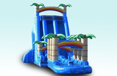 Light Blue 27FT Tropical Rush Inflatable Water Slides  For Outdoor Plarground