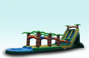 Light Blue 27FT Tropical Rush Inflatable Water Slides  For Outdoor Plarground