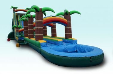 Light Blue 27FT Tropical Rush Inflatable Water Slides  For Outdoor Plarground