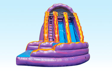 Purple And Orange Inflatable Curvy Water Slide Double Lane 0.55MM PVC Materila Slide