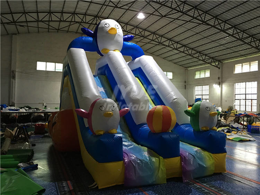 Durable Lanes Penguin Kid Inflatable Water Slides For Pool Digital Printing