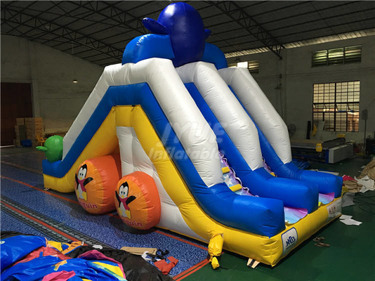 Durable Lanes Penguin Kid Inflatable Water Slides For Pool Digital Printing