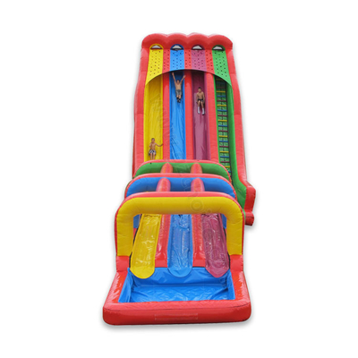 0.55mm PVC Colorful Three Slides Inflatable Water Slides Outdoor Cartoon Theme