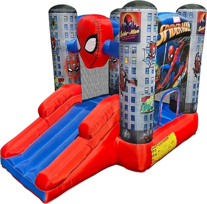 0.55mm PVC Outdoor Bouncer Marvel Spider Man Kids Bounce House With Slide