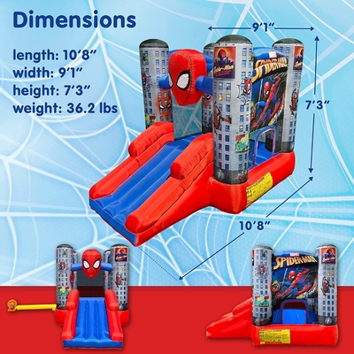 0.55mm PVC Outdoor Bouncer Marvel Spider Man Kids Bounce House With Slide