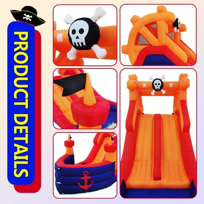 Pirate Ship Kids Inflatable Double Water Slide With Blower Water Park