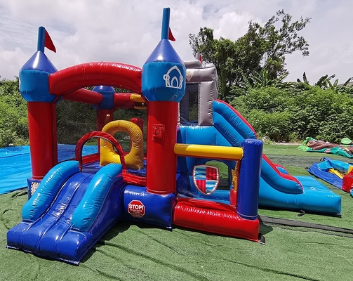 Children Outdoor Bouncy Castle Obstacle Jump Inflatable Bounce House With Slide