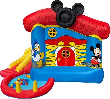 0.55mm PVC Inflatable Bouncer Disney Mickey Mouse Funhouse Outdoor Bounce House With Slide