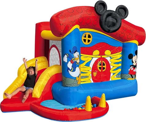 0.55mm PVC Inflatable Bouncer Disney Mickey Mouse Funhouse Outdoor Bounce House With Slide