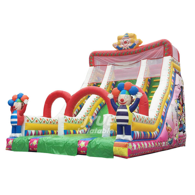 0.55mm PVC Inflatable Dry Slide With Printing Amusement Park Water Slides