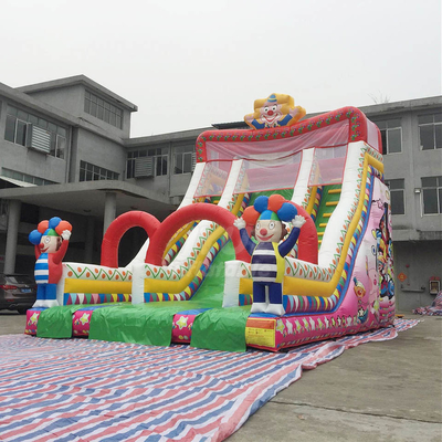 0.55mm PVC Inflatable Dry Slide With Printing Amusement Park Water Slides