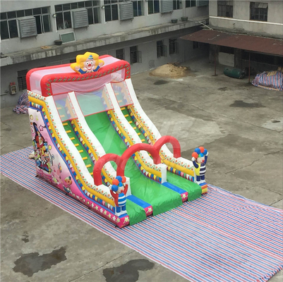 0.55mm PVC Inflatable Dry Slide With Printing Amusement Park Water Slides