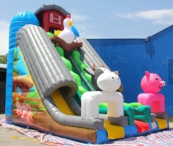 EN71 Double Slide Farm Animal Inflatable Water Slides Blow Up Water Bouncy Castle