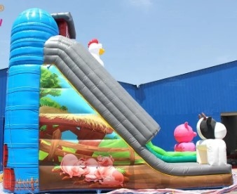 EN71 Double Slide Farm Animal Inflatable Water Slides Blow Up Water Bouncy Castle