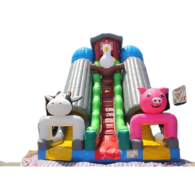 EN71 Double Slide Farm Animal Inflatable Water Slides Blow Up Water Bouncy Castle