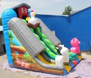 EN71 Double Slide Farm Animal Inflatable Water Slides Blow Up Water Bouncy Castle