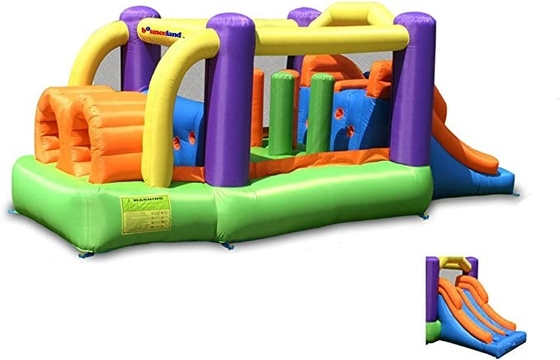 0.55mm PVC Inflatable Racer Obstacle Bounce House With Dual Slides