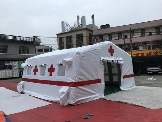 Air Tight Pvc Tarpaulin Red Cross Inflatable Tent Hospital First Aid Tent