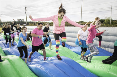 0.55mm PVC Tarpaulin Inflatable 5k Run / Insane 5k Inflatable Jungle Obstacle Course For Adults