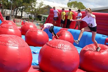 0.55mm PVC Inflatable 5k Run / Commercial Inflatable Obstacle Course Big Red Event Equipment