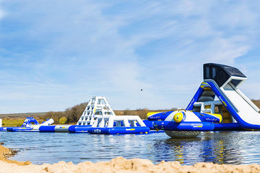 Wake Island Inflatable Water Park Durable Blue Inflatable Aqua Park For Sea