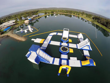 Blue Obstacle Course Water Games Inflatable Aqua Park For Luxury Resort