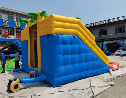 Commercail PVC Inflatable Water Slides With Pool EN14960 Easy Set Up