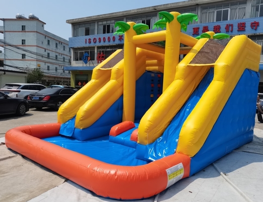 Commercail PVC Inflatable Water Slides With Pool EN14960 Easy Set Up
