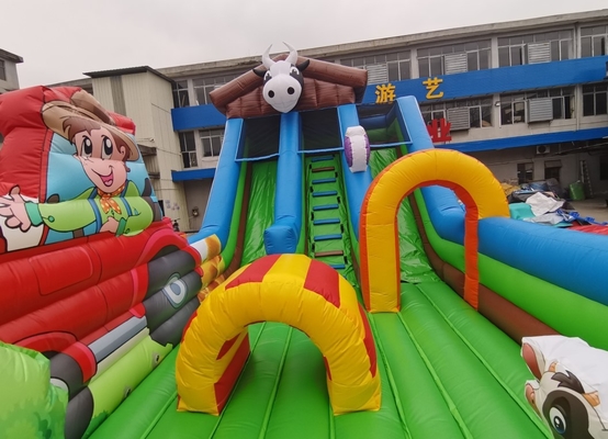 Tarpaulin Commercial Bouncy Slide Combo Farm Animals Bounce House Inflatable Jumping Castle