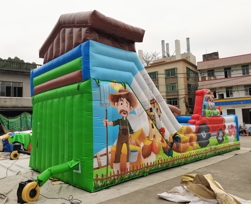 Tarpaulin Commercial Bouncy Slide Combo Farm Animals Bounce House Inflatable Jumping Castle