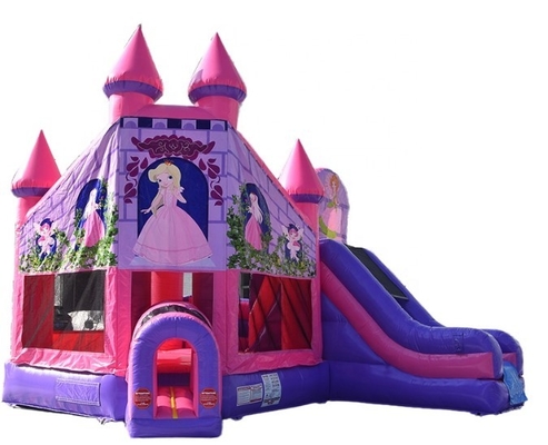 0.55mm PVC Toddler Inflatable Bouncer With Slide Princess Theme